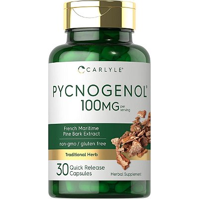 Pycnogenol 100mg, Com Casca de Pinheiro Marítimo, 30 Cápsulas, Carlyle