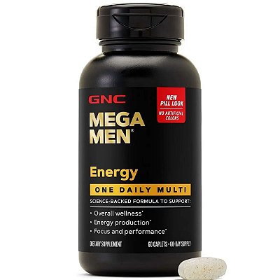 Mega Men Energy One Daily, 60 Caplets, Multivitamínico Masculino com Cafeína - GNC
