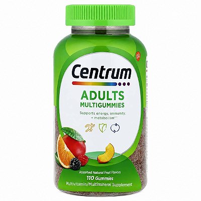 Centrum MultiGummies Adultos, 110 Gummies Frutas Sortidas, Multivitamínico Mastigável