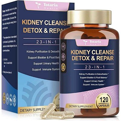 Kidney Cleanse Detox Repair, 23 em 1, Desintoxicação de Rins e Fígado, 120 Caps, Totaria Health