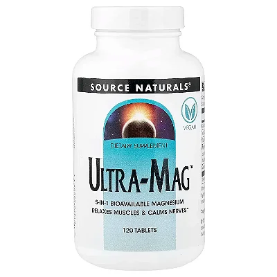 Ultra-Mag, Magnésio Biodisponível, 120 Comprimidos, Source Naturals