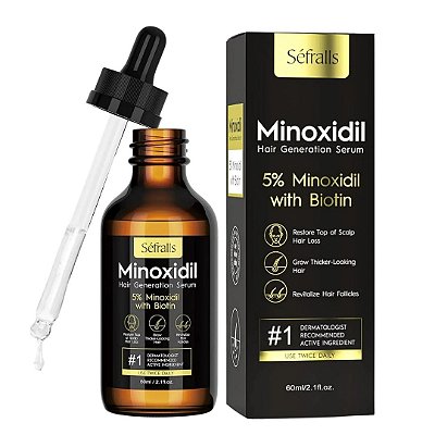 Minoxidil 5% com Biotina Sérum Capilar e para Barba, 60 ml, Sefralls
