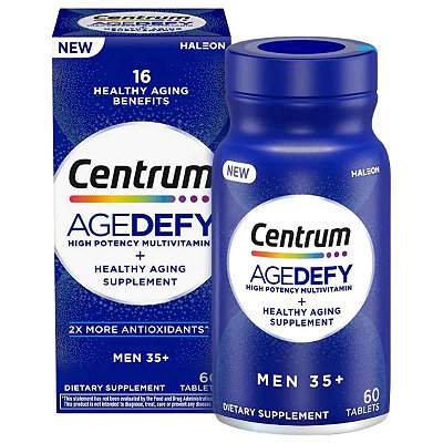 Centrum Age Defy Homens 35+, 23 Nutrientes com Zinco, Biotina e Resveratrol, 60 Comprimidos