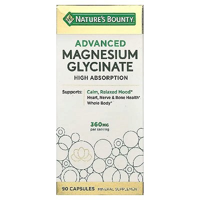Magnésio Glicinato High Absorption 360mg, 90 Cápsulas - Nature's Bounty