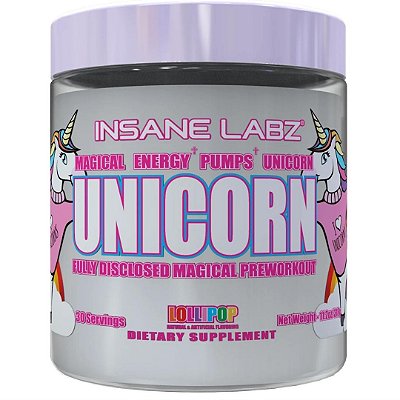 Pré Treino Unicorn, Sabor Lollipop, 318g, Insane Labz