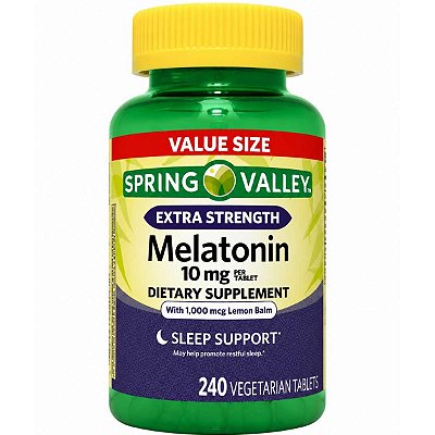 Melatonina 10mg com Erva-Cidreira 240 Tabletes Vegetarianos - Spring Valley