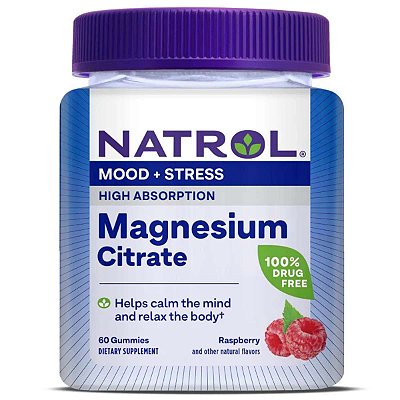 Citrato de Magnésio Mood + Stress em Goma 330mg/dia 60 Gomas - Natrol