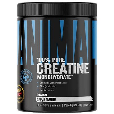 Creatina Monohidratada 100% Pura Micronizada 200g Animal, Universal