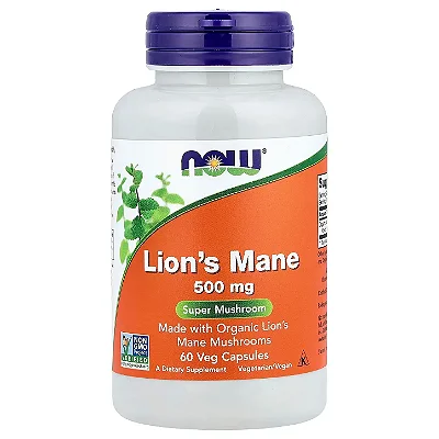 Juba de Leão Lion's Mane 500mg, 60 Cápsulas - NOW Foods
