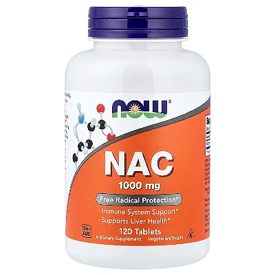 NAC 1000mg N-Acetilcisteína 120 Tabletes - Now Foods