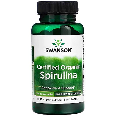 Spirulina Orgânica 500mg 180 Tabletes - Swanson