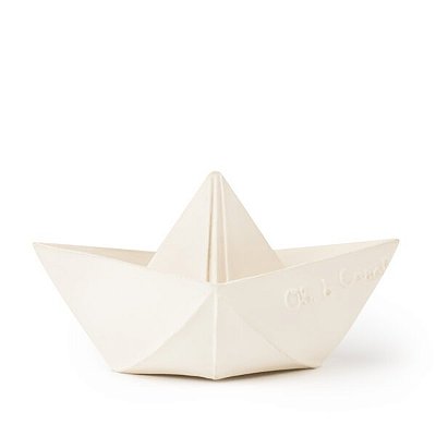 MORDEDOR INFANTIL BARQUINHO ORIGAMI BRANCO