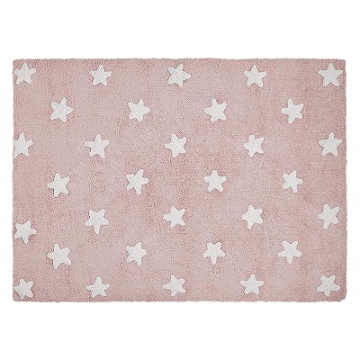 Tapete Infantil 120 x 160 Stars Rosa-Branco