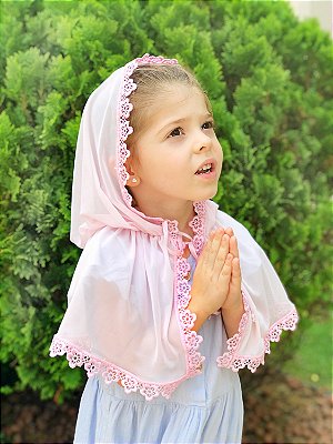 Véu Capuz Infantil- Rosa Suave