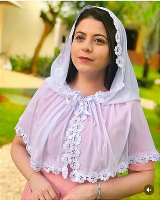 Véu capuz branco Regina Caeli