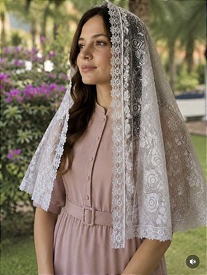 Véu em Renda Branco Tradicional