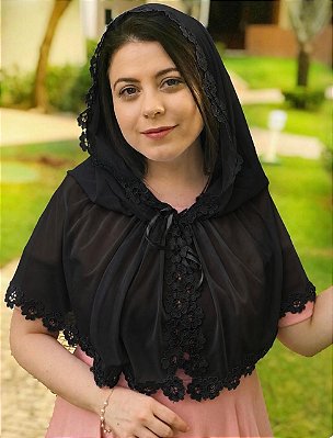 Véu Capuz Regina Caeli preto