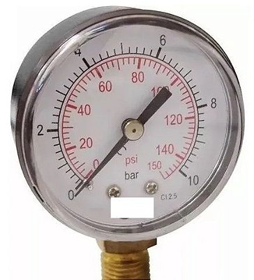 Manômetro Reto Cx Aço carbono 2.1/2 Escala 0-10 x 150 lbs