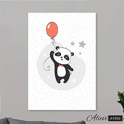 Plaquinha decorativa panda com balão