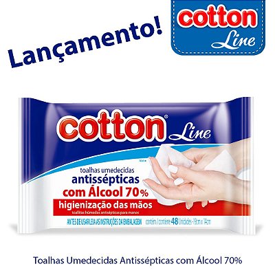 Toalhas Umedecidas Antissépticas com Alcool 70% - Cotton Line
