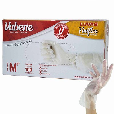 Luva Viniflex M com 100 Unidades - Vabene