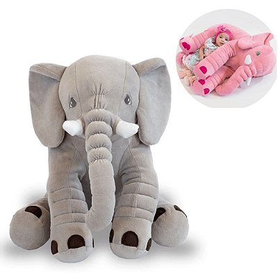 Almofada Elefante de Pelúcia com Travesseiro para  Bebê Antialérgico