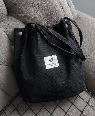 Bolsa ecobag em veludo - Preta