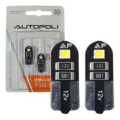 Par Lâmpadas Led Pingo Slim T10 Canbus Placa Lanterna Porta Luvas