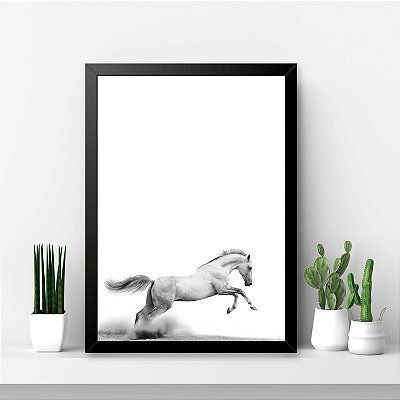 Quadro Cavalo Preto e Branco