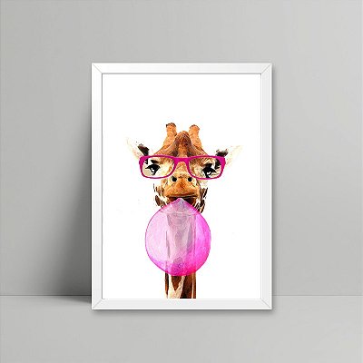 Quadro Girafa Mascando Chiclete