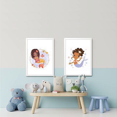 Kit 2 Quadros Pequena Sereia