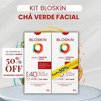 KIT PROTETOR SOLAR BLOSKiN CHÁ VERDE FACIAL PARA PELE MISTA E OLEOSA | COMPRE 1 E GANHE 50% OFF NO 2º