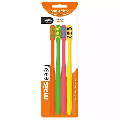 Escova de Dentes PowerDent Mais Easy 4 unidades