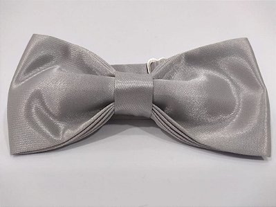 2022-01 GRAVATA BORBOLETA LISA EM POLIÉSTER PRATA