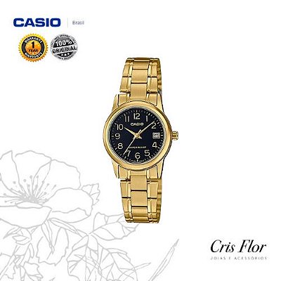 Relógio Casio Dourado Fundo Preto LTP-V002G-1BUDF
