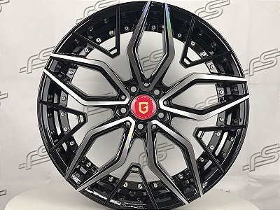 Jogo De Rodas Gisa YA3371 Preto Diamantado 5x112 - 20x8,5