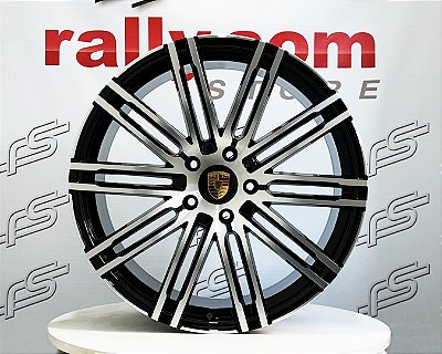 Jogo de Roda Porsche Cayenne Preto Diamantado 5x130 - 21x10 Offset 55