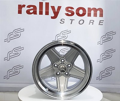 Jogo de Roda Mercedes Style Penta Prata Borda Diamantada 5x112 - 17x8 e 17x9  Offset 11