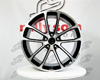 Jogo de Roda Gisa FFT6401 Forged Preto Borda Diamantada 5x130 - 20x8,5 e 21x11,5 Offset 45 e 57