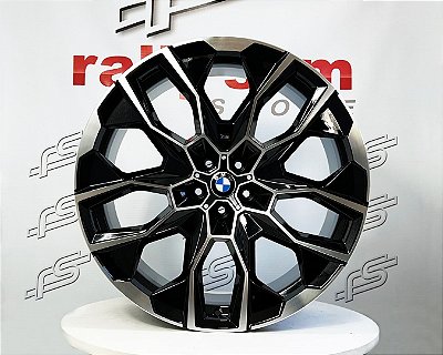 Jogo de Roda Bmw X-7 Preto Borda DIamantada 5x112 - 22x9,5 e 22x10,5 Offset 33 e 40 (Nv)