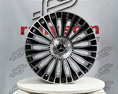 Jogo de Roda Mercedes Maybach Preta Borda Diamantada 5x112- 20x8,5 e 20x9,5 Offset 38 e 42 (Nv)