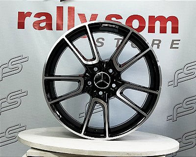 Jogo de Roda Mercedes GLC-43 Preto Borda Diamantada 5x112 - 18x8 Offset 40