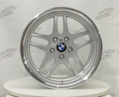 Jogo de Roda Bmw Style 37 Prata Borda Diamantada 5x120 - 17x8 e 17x9 Offset 13 e 25 (Nv)