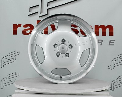 Jogo de Roda Mercedes Monobloco Prata Brilhante Borda Diamantada 5x112 - 18x8 e 18x9 Offset 35 e 30 (Nv)