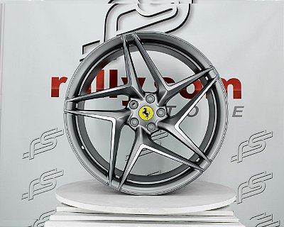 Jogo de Roda Ferrari F8 Tributo Grafite 5x114 - 21x9 e 22x12 Offset 35 e 33 (Nv)