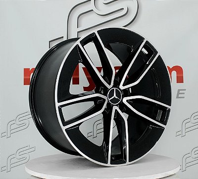 Jogo de Roda Mercedes GLE Preto Diamantada 5x112 - 22x10 e 22x11,5 Offset 55 e 53 (Nv)