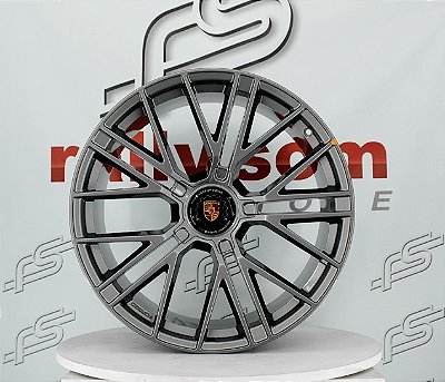 Jogo de Roda Porsche Panamera Cinza Metalico 5x130 - 21x9,5 e 21x11,5 Offset 60  e 65 (NV)