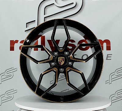 Jogo de Roda Porsche 911 Turbo S Forged Preto com Bronze 5x130 - 20x9 e 21x12 Offset 50 e 60  (Nv)