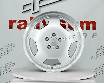 Jogo de Roda Mercedes Monobloco AMG Prata Brilhante Borda Diamantada 5x112 - 19x8,5 e 18x9,5 Offset 35 (Nv)