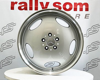 Jogo de Roda Mercedes Monobloco LARSON Prata Brilhante Borda Diamantada 5x112 - 19x8,5 e 19x9,5  Offset 35 (Nv)